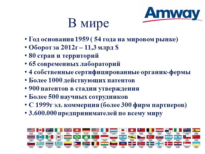 Год основания 1959 ( 54 года на мировом рынке)  Оборот за 2012г –